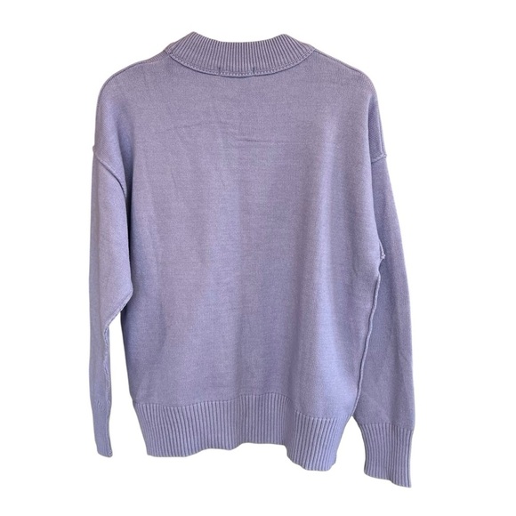 Ami Heart Crewneck Sweater Periwinkle Purple Small Spring Pastel Preppy Cozy - Picture 4 of 5